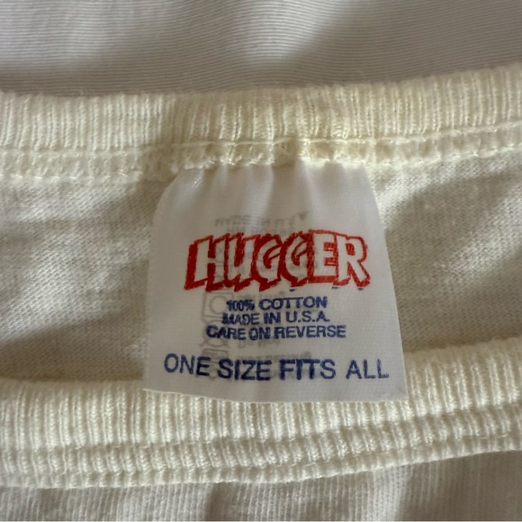 Vintage 80s Oversized Heart T-Shirt Hugger USA White Size OSFA Single Stitch - Picture 5 of 11